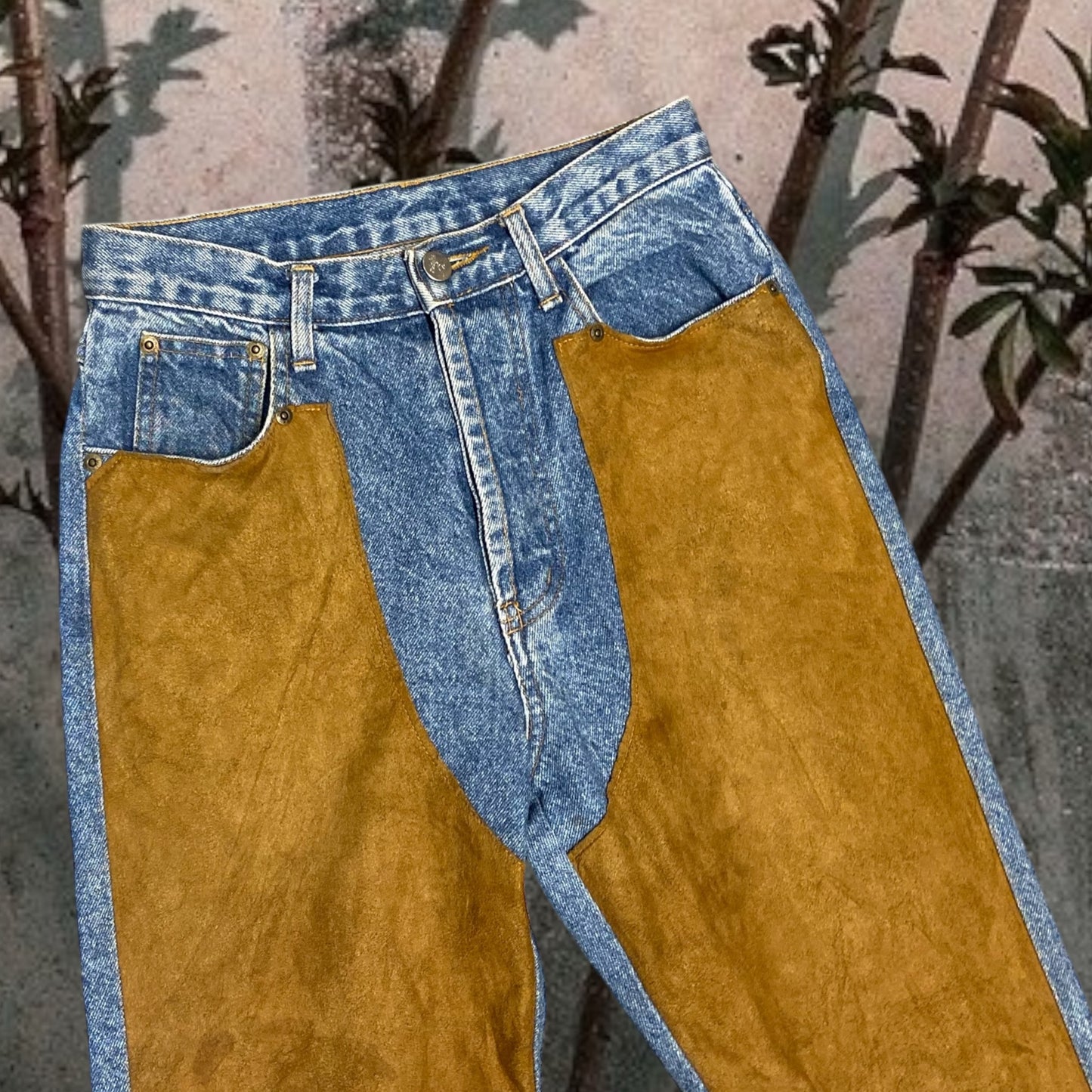 Konange Suede Patch Jeans Size 26