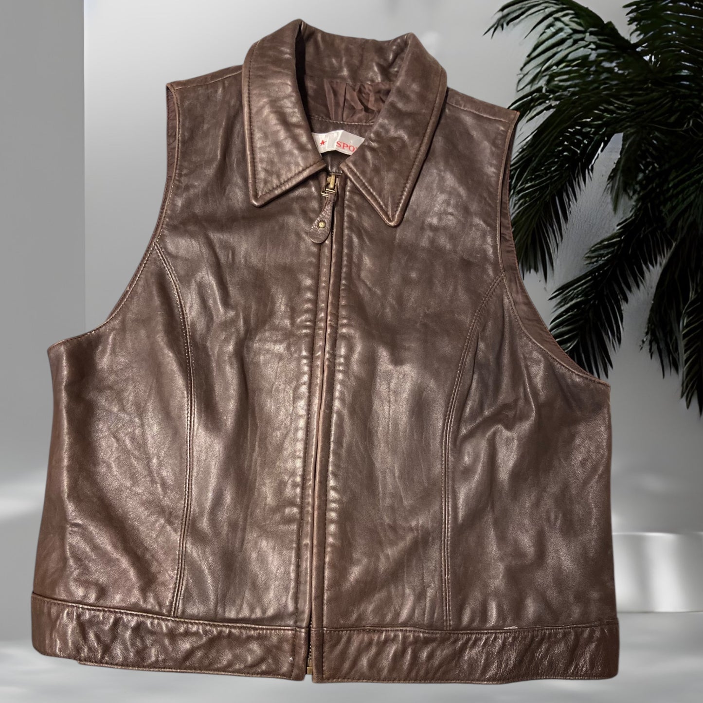 L Sport Leather Vest Size Small