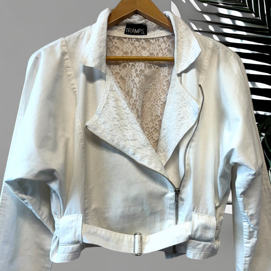 Tramps White Cropped Lace Jacket