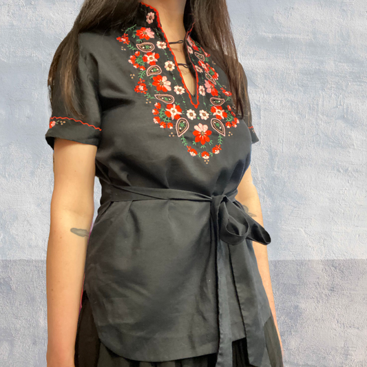 Embroidered Poppy Blouse